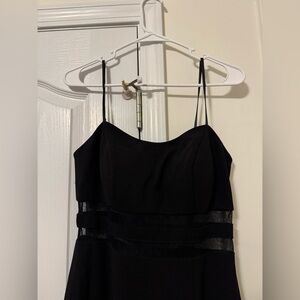 Chic Black Maxi Dress with Sheer Accents